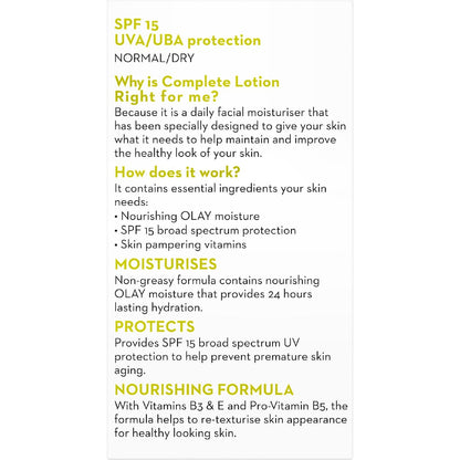Olay Complete Uv Protection Moisturiser Cream Spf 15 150ml