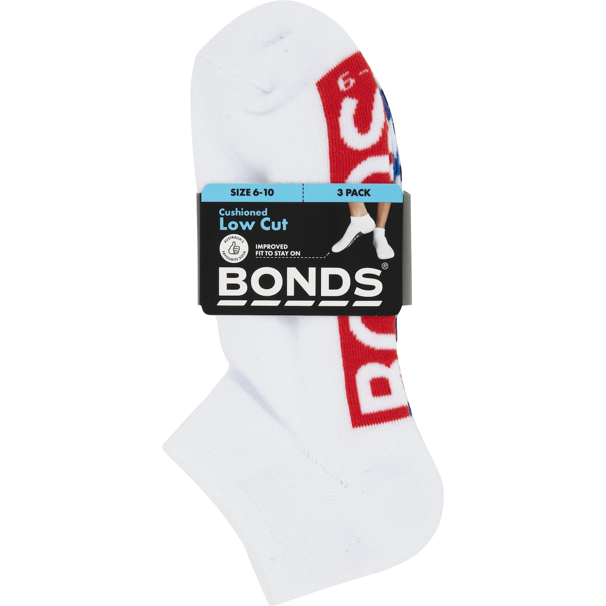 Bonds Socks Mens Lowcut Size 6-10 Assorted 3 Pack
