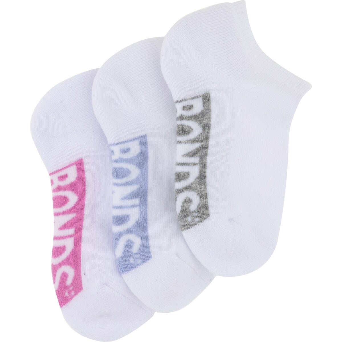 Bonds Kids Socks Lowcut Logo Size 9-12 Assorted 3 Pack