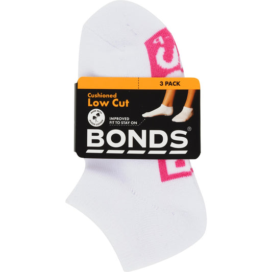 Bonds Kids Socks Lowcut Logo Size 13-3 Assorted 3 Pack