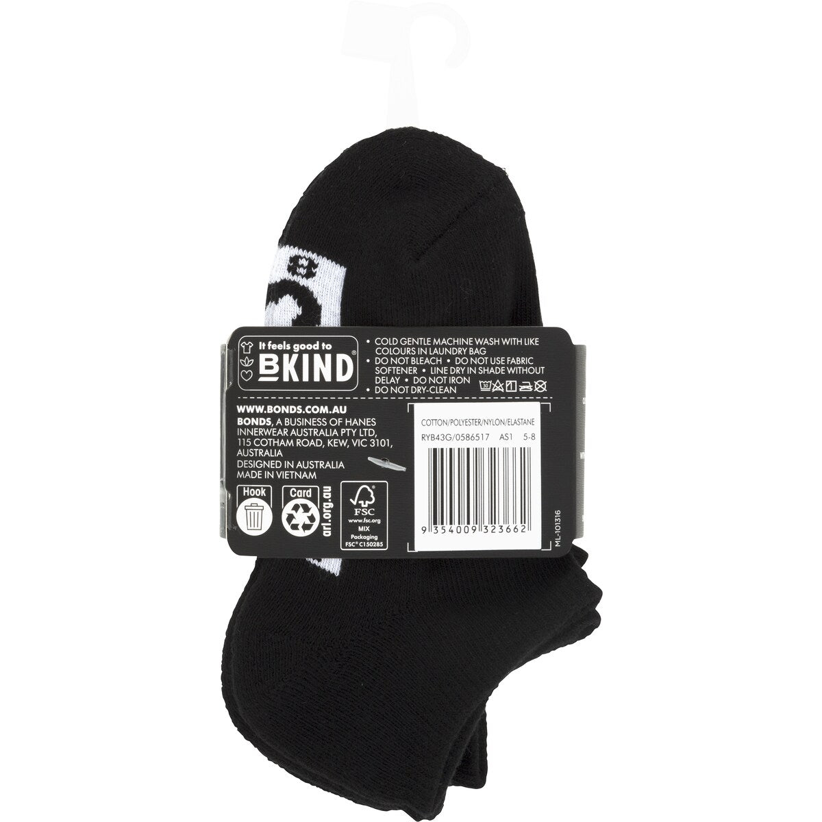 Bonds Kids Socks Lowcut Logo Size 13-3 Assorted 3 Pack