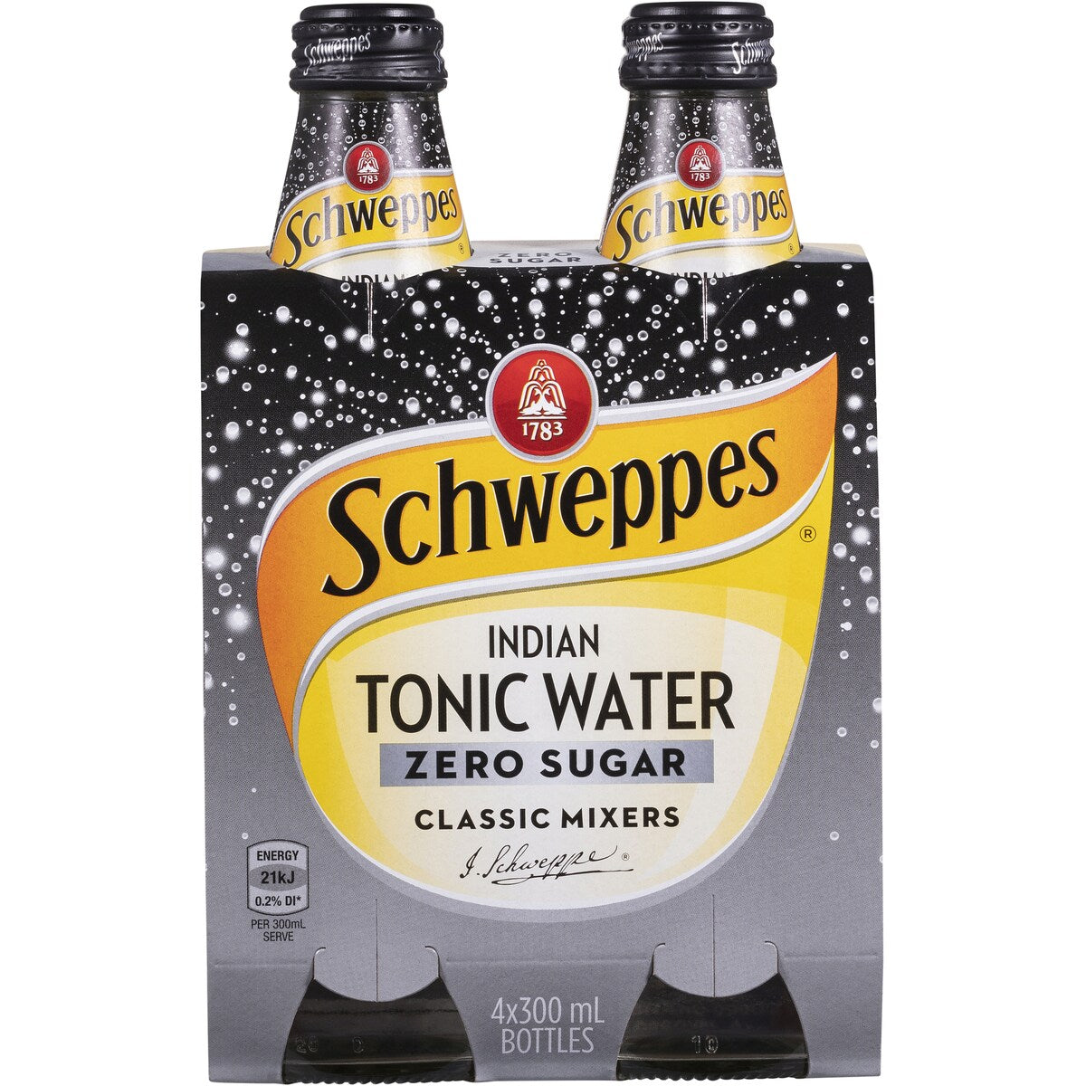 Schweppes Zero Sugar Mixers Indian Tonic Water Bottles Multipack 300mL x 4 pack