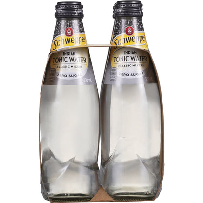 Schweppes Zero Sugar Mixers Indian Tonic Water Bottles Multipack 300mL x 4 pack