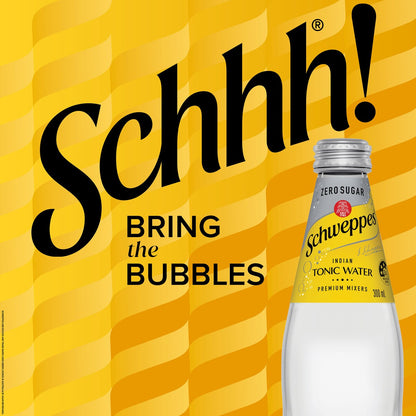 Schweppes Zero Sugar Mixers Indian Tonic Water Bottles Multipack 300mL x 4 pack
