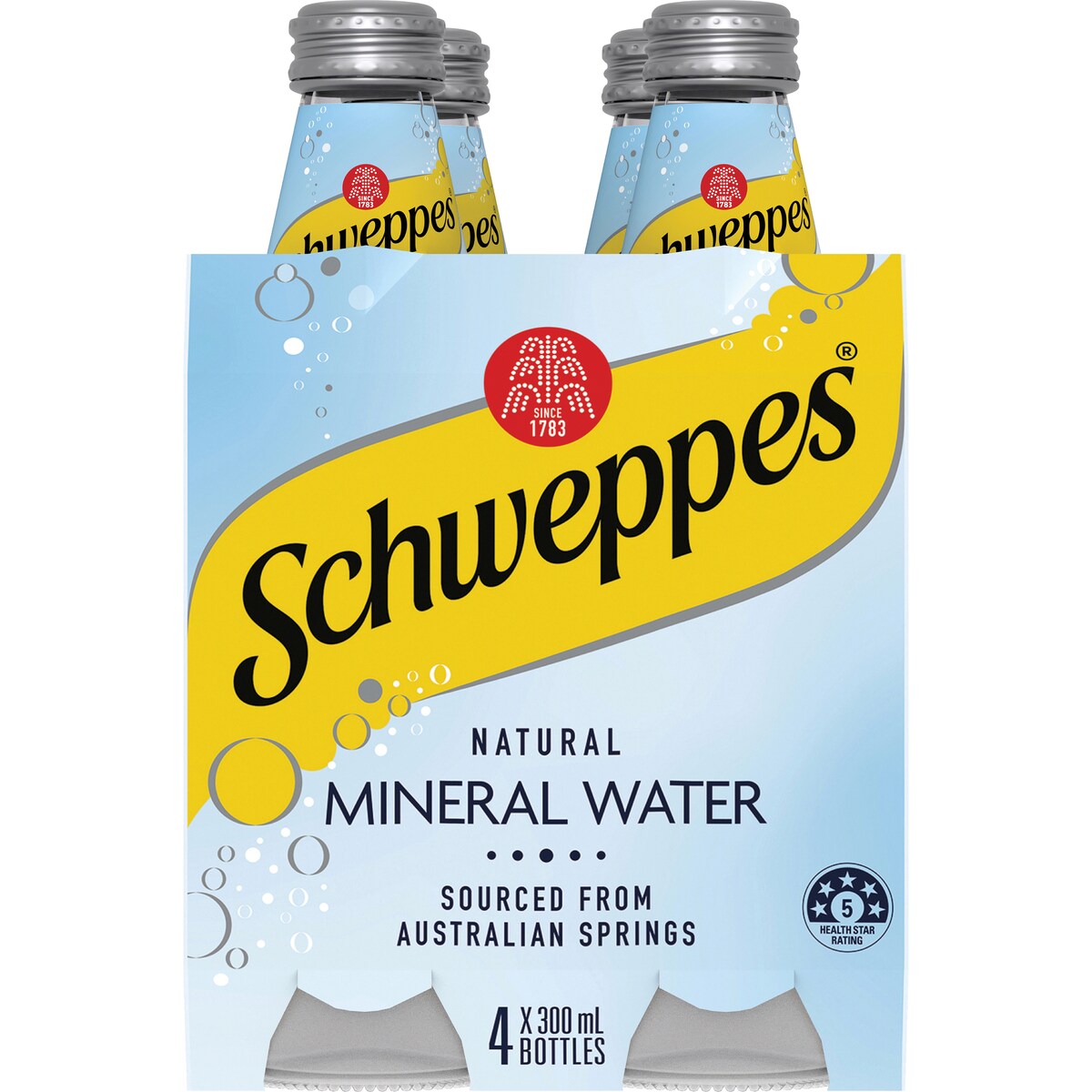 Schweppes Natural Mineral Water Bottle Glass Multipack 300mL x 4 pack