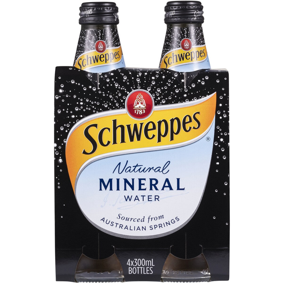Schweppes Natural Mineral Water Bottle Glass Multipack 300mL x 4 pack
