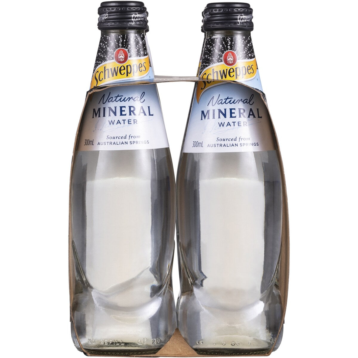 Schweppes Natural Mineral Water Bottle Glass Multipack 300mL x 4 pack