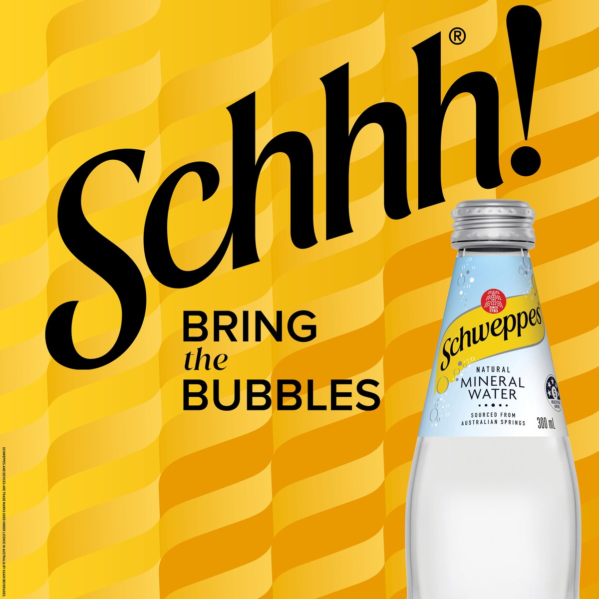 Schweppes Natural Mineral Water Bottle Glass Multipack 300mL x 4 pack