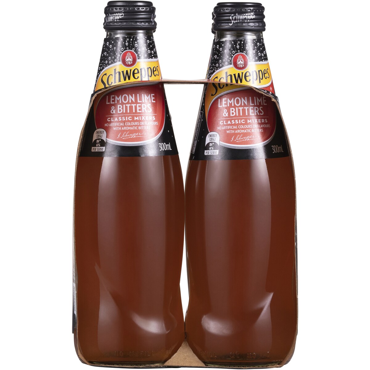 Schweppes Lemon Lime Bitters Soft Drink Mixers Glass Bottle Multipack 300mL x 4 pack