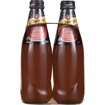 Schweppes Lemon Lime Bitters Soft Drink Glass Bottle 300ml X 4 Pack