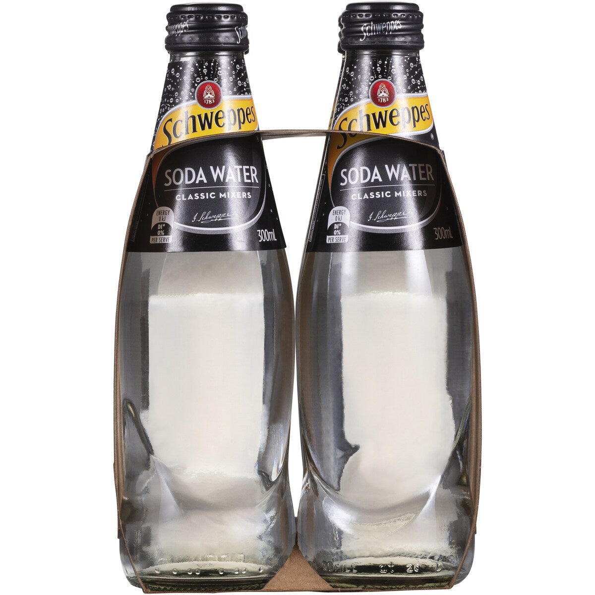 Schweppes Soda Water Bottle Classic Mixers Glass Multipack 300mL x 4 pack