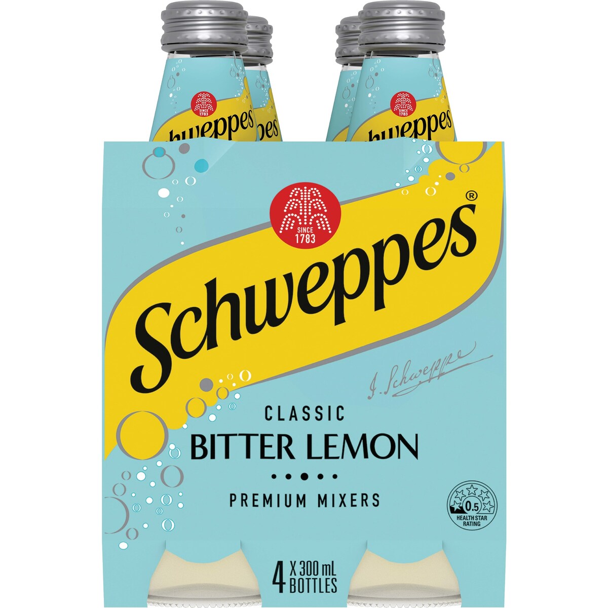 Schweppes Bitter Lemon Soft Drink Classic Mixers Multipack 300mL x 4 pack