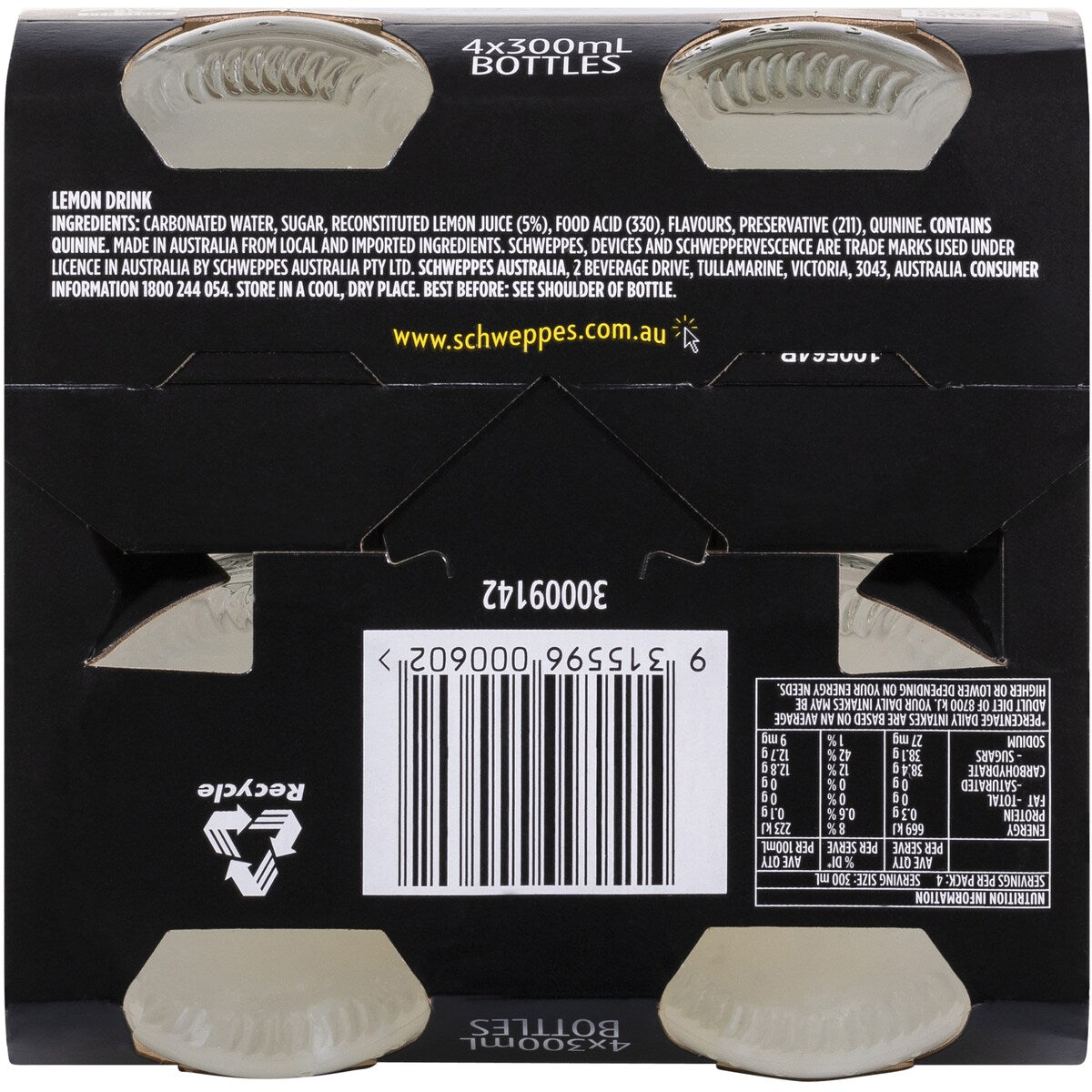 Schweppes Bitter Lemon Soft Drink Classic Mixers Multipack 300mL x 4 pack