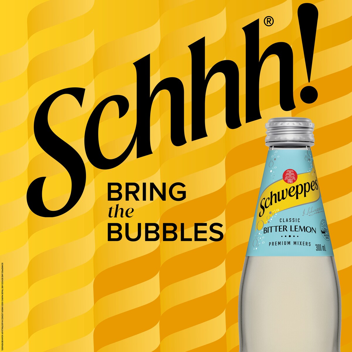 Schweppes Bitter Lemon Soft Drink Classic Mixers Multipack 300mL x 4 pack