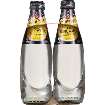 Schweppes Indian Tonic Water Classic Mixers Glass Bottle Multipack 300mL x 4 pack
