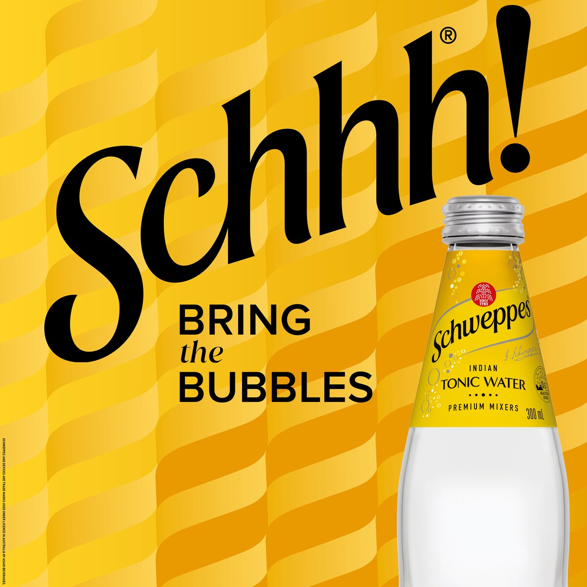 Schweppes Indian Tonic Water Classic Mixers Glass Bottle Multipack 300mL x 4 pack