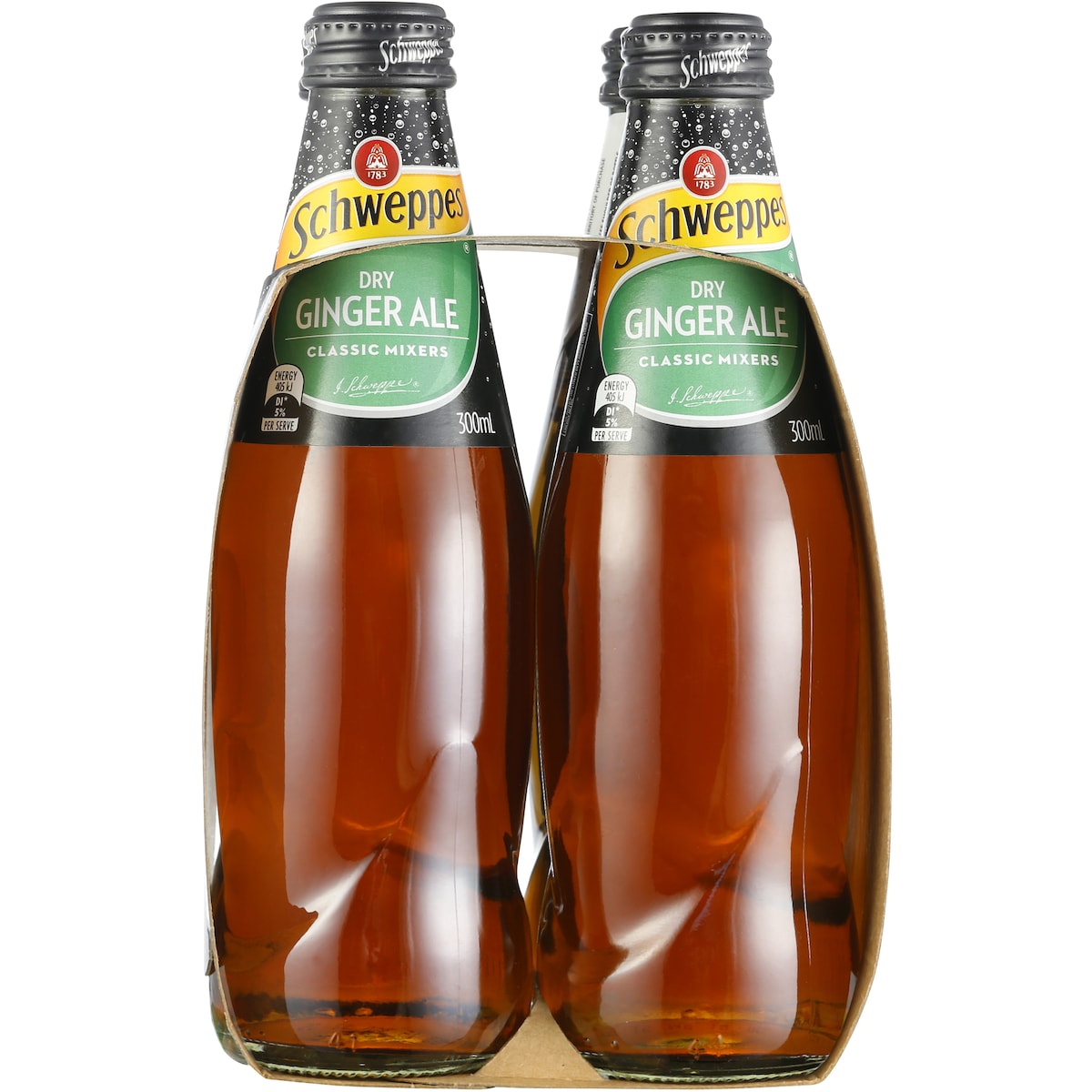 Schweppes Dry Ginger Ale Soft Drink Glass Bottle 300ml X 4 Pack