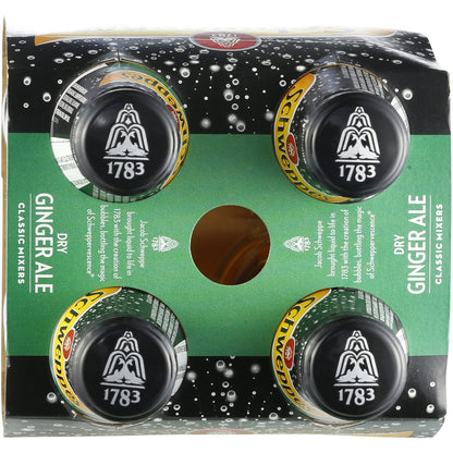 Schweppes Dry Ginger Ale Soft Drink Glass Bottle 300ml X 4 Pack