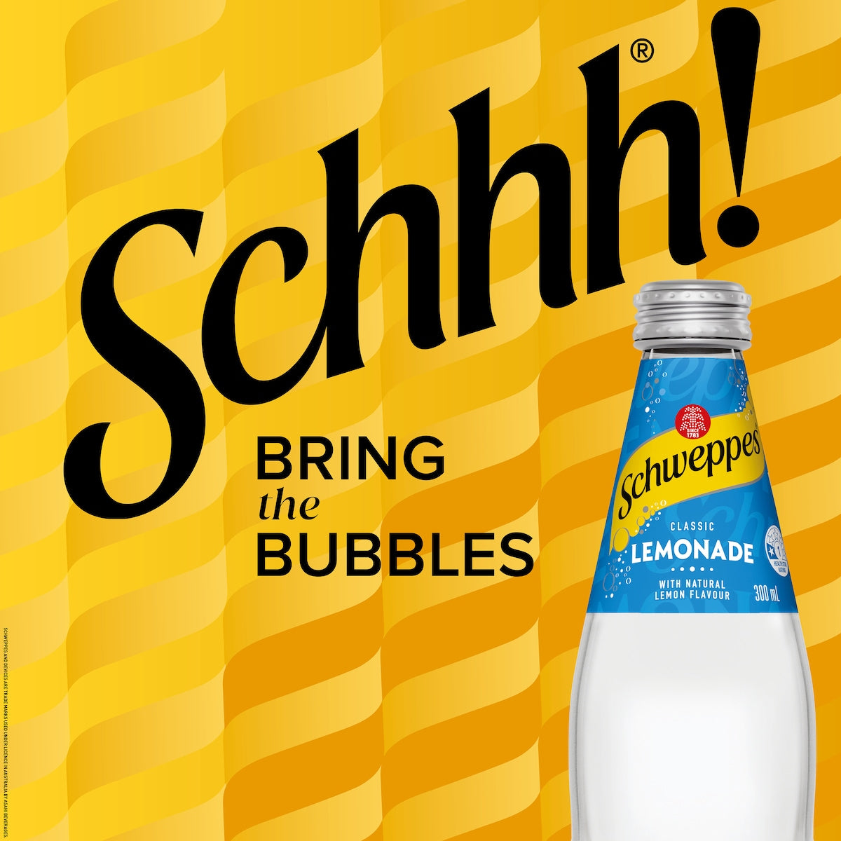 Schweppes Lemonade Soft Drink Glass Bottle 300ml X 4 Pack