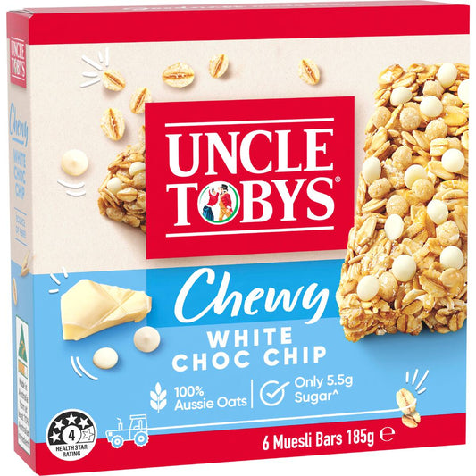 Uncle Tobys Muesli Bars Chewy White Choc Chip 6 Pack