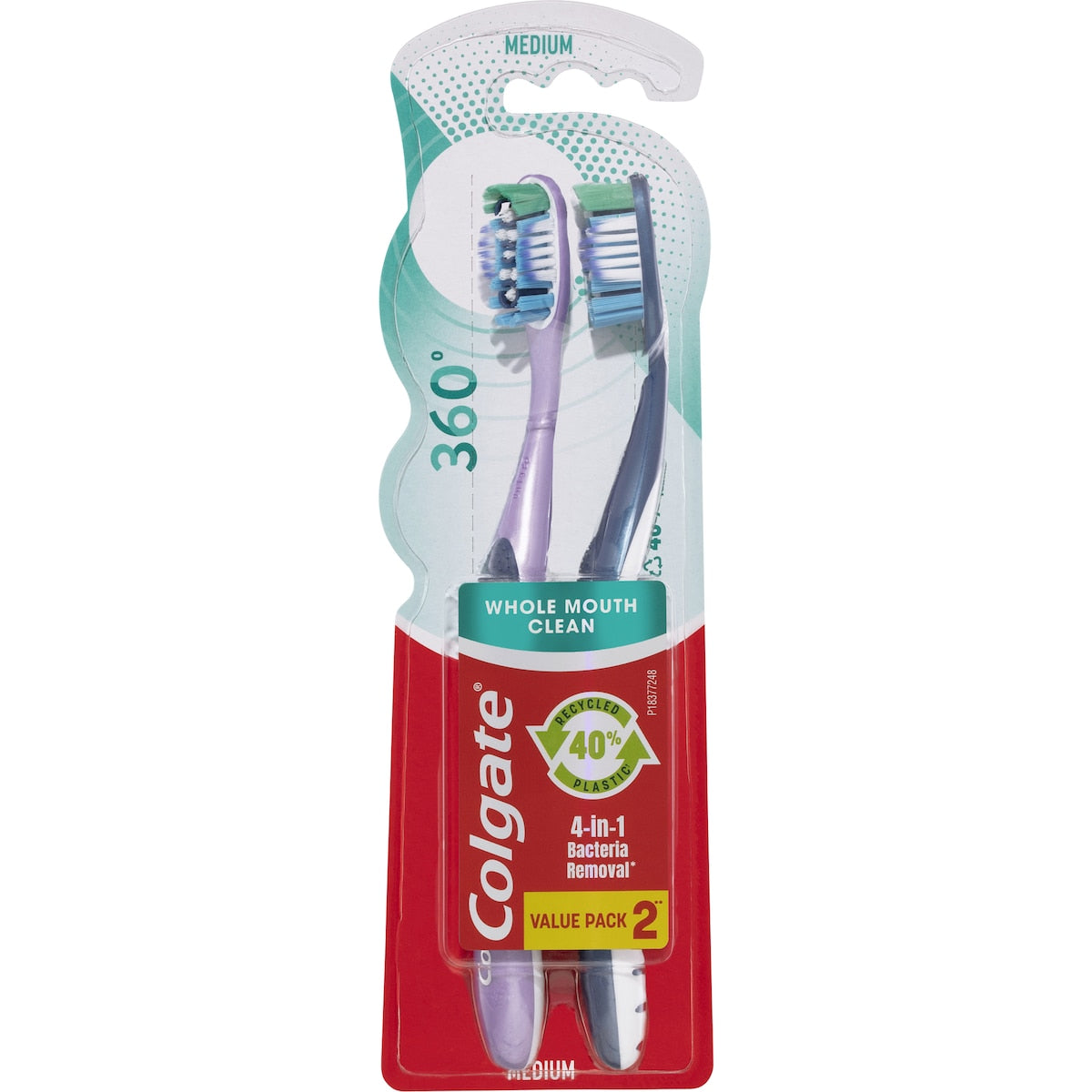 Colgate 360 Deep Clean Toothbrush Medium Value 2 Pack