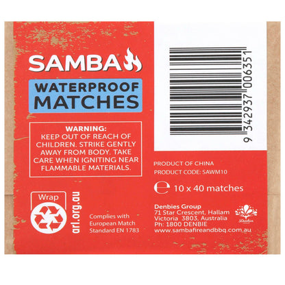 Samba Waterproof Matches - 10 Pack
