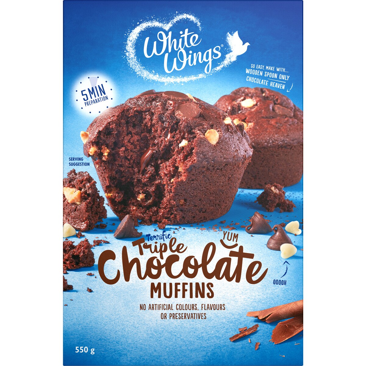 White Wings Muffin Mix Triple Chocolate 550g
