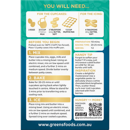 Greens Cupcake Vanilla Mix 490g