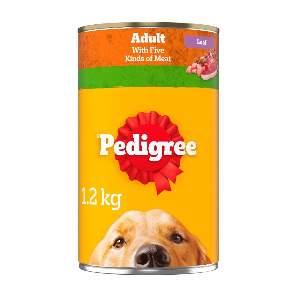 Pedigree Adult Wet Dog Food With 5 Kinds Of Meat Loaf Can - 1.2kg