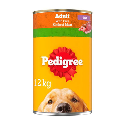 Pedigree Adult Wet Dog Food With 5 Kinds Of Meat Loaf Can - 1.2kg