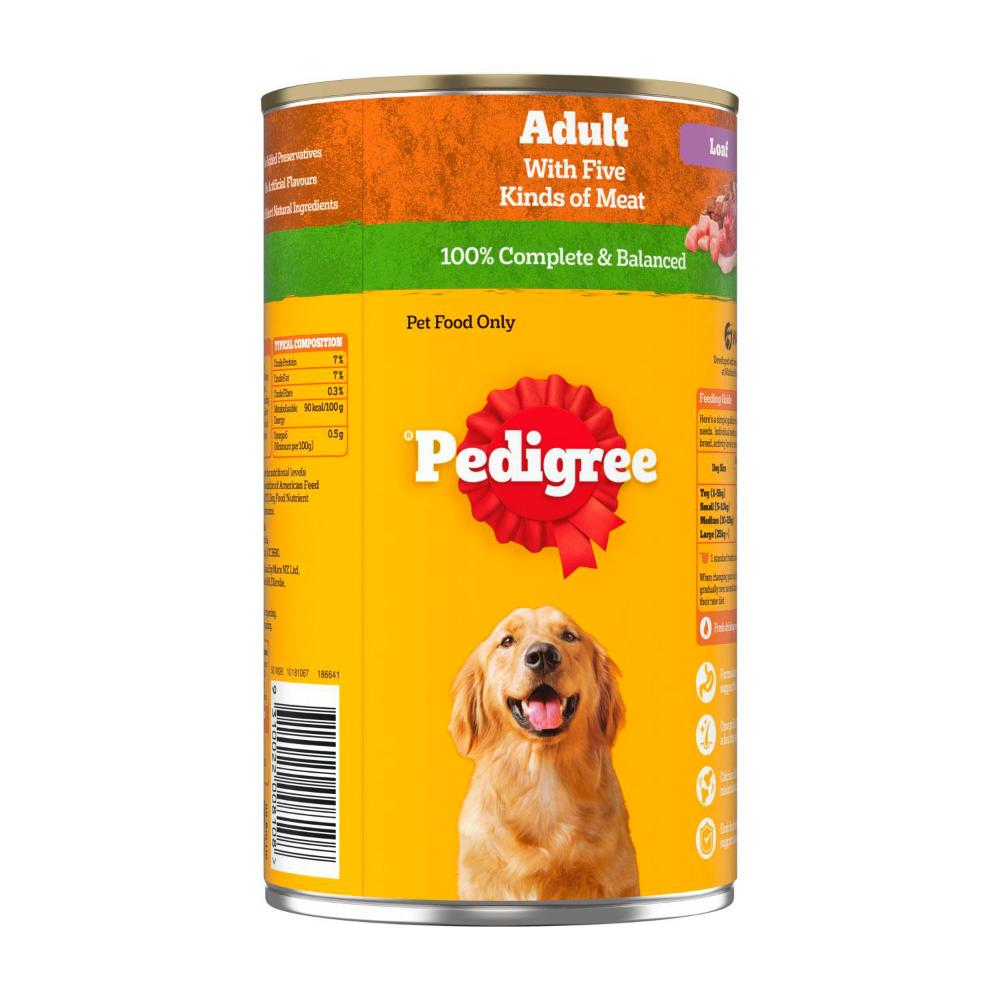 Pedigree Adult Wet Dog Food With 5 Kinds Of Meat Loaf Can - 1.2kg