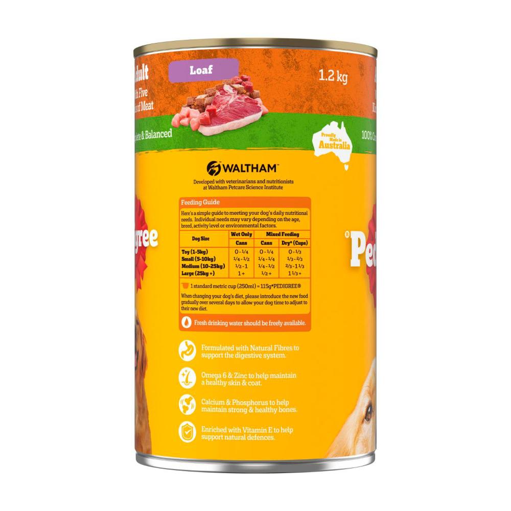 Pedigree Adult Wet Dog Food With 5 Kinds Of Meat Loaf Can - 1.2kg
