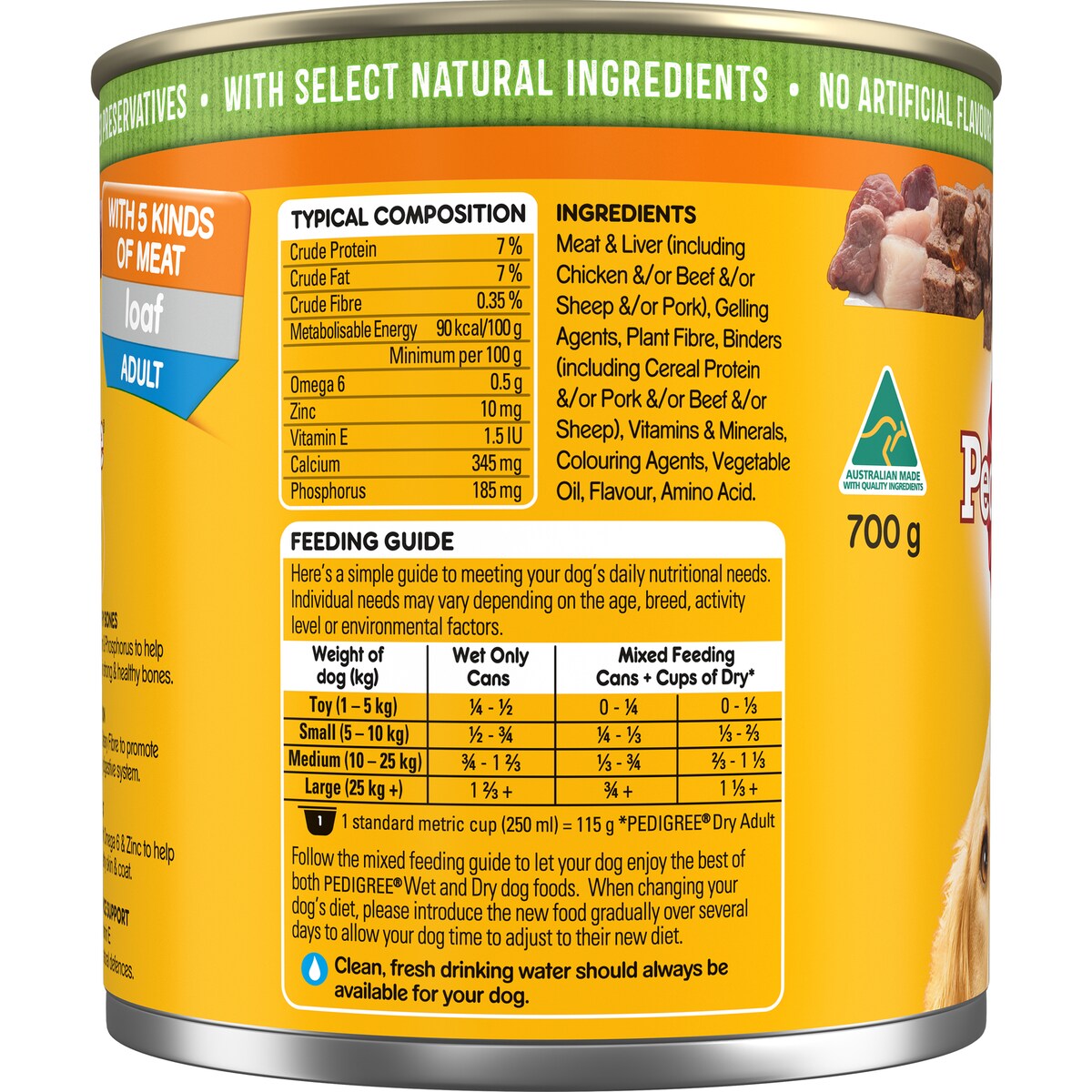 Pedigree 5 Meats Wet Dog Food 700g