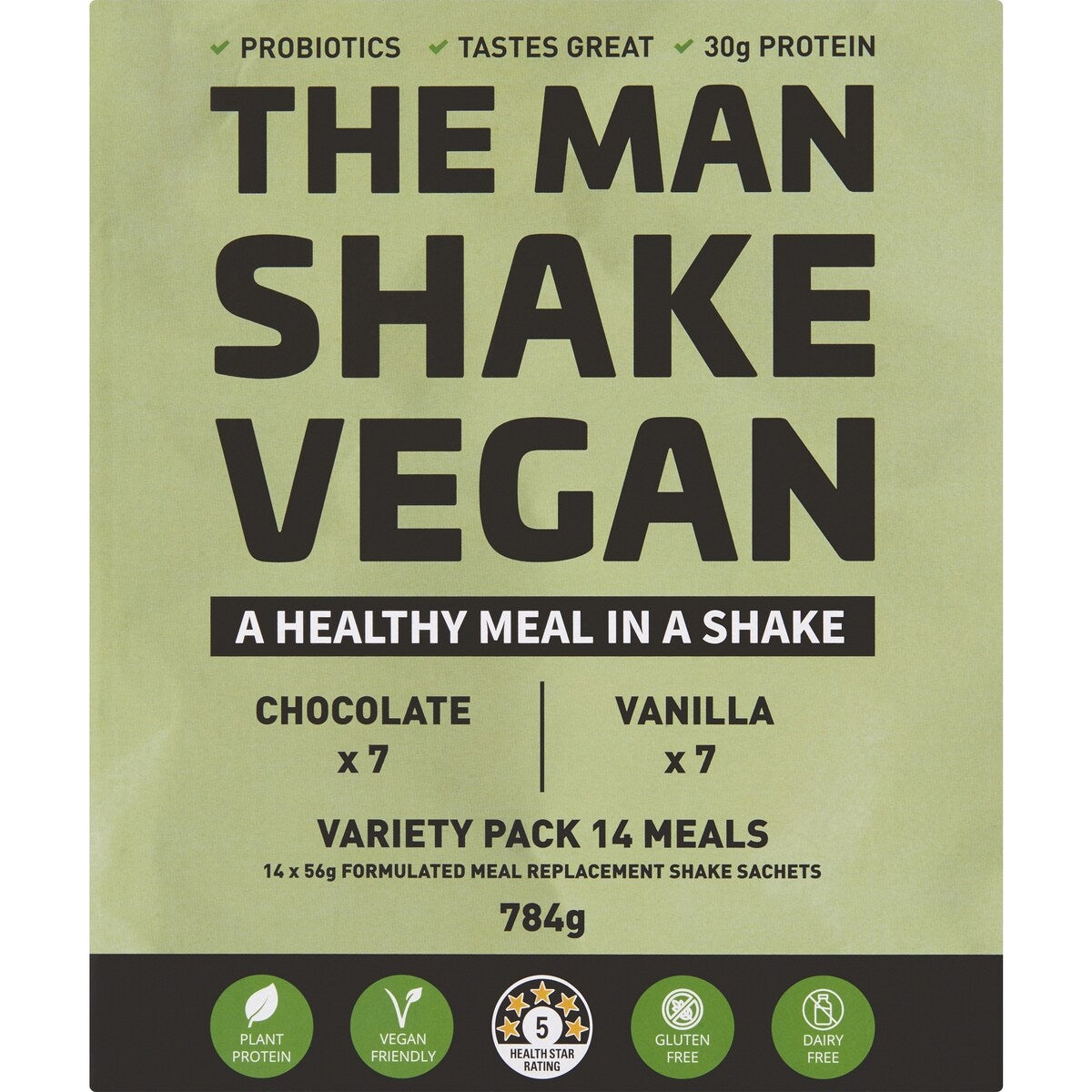 The Man Shake Vegan Meal Replacement Variety Pack 14 Pack