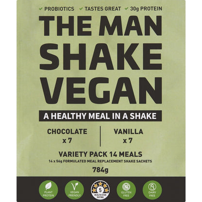 The Man Shake Vegan Meal Replacement Variety Pack 14 Pack