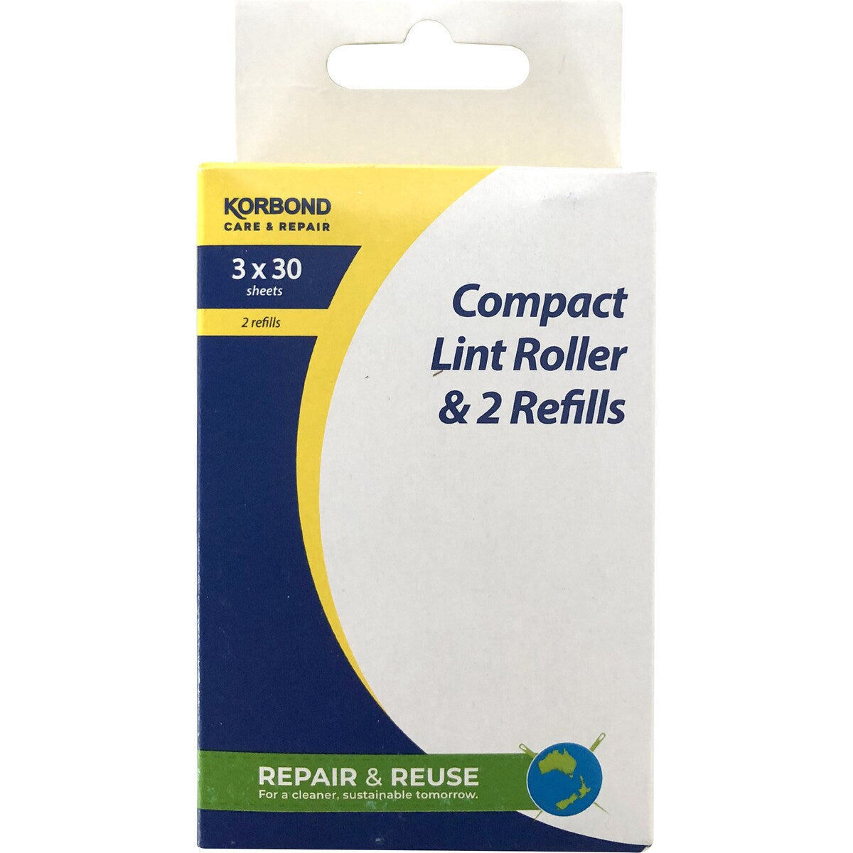 Korbond Compact 30 Sheet Lint Roller With 2x Refill Each