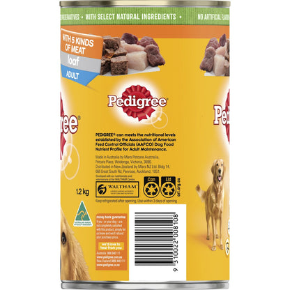 Pedigree Adult Wet Dog Food with Five Kinds of Meat Loaf Can 1.2kg