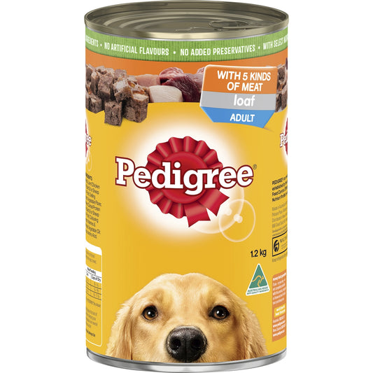 Pedigree Adult Wet Dog Food with Five Kinds of Meat Loaf Can 1.2kg