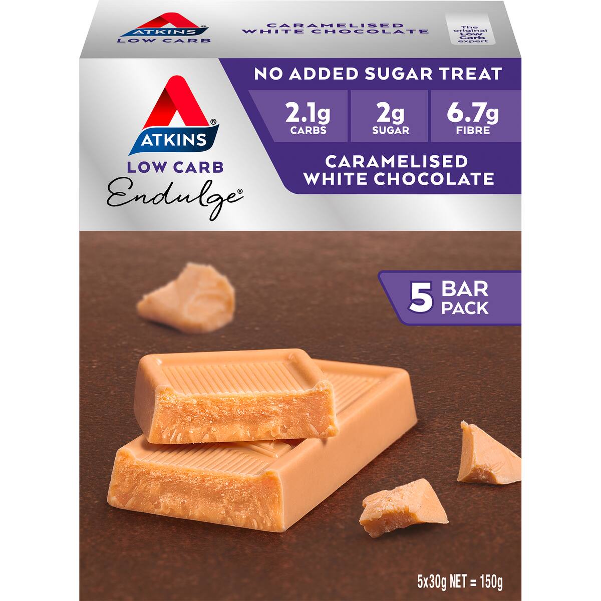 Atkins Endulge Caramelised White Chocolate Low Carb Bar 5 Pack