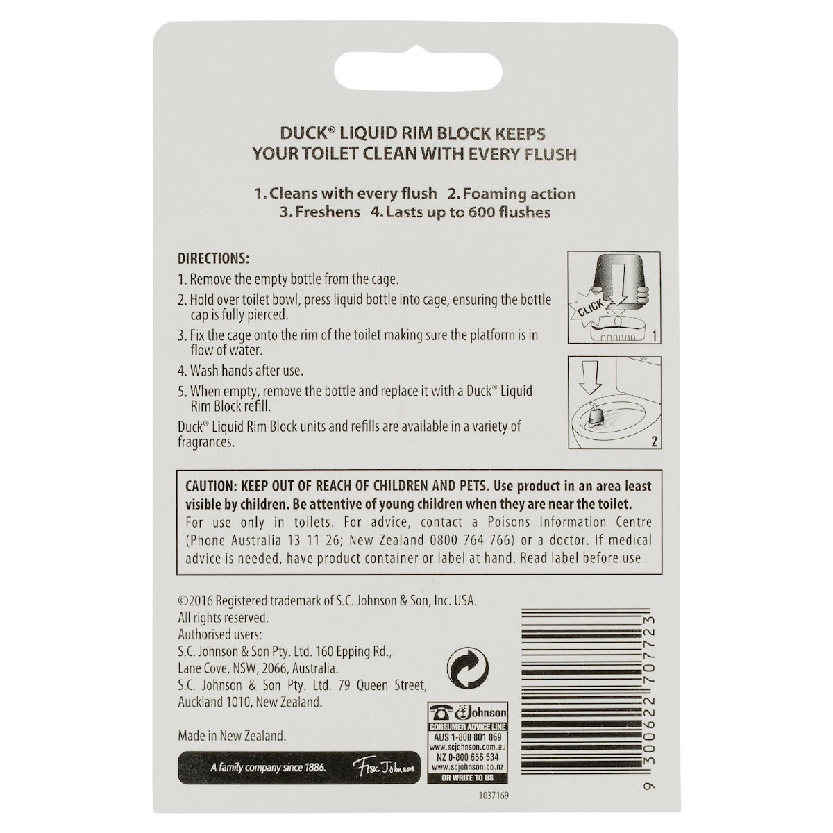 Duck Liquid Rim Block Toilet Cleaner Marine Twin Refill 50ml X 2 Pack