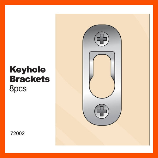 Everhang Picture Hanging Keyhole Plate - 10kg - Zinc Plated - 8 Pack