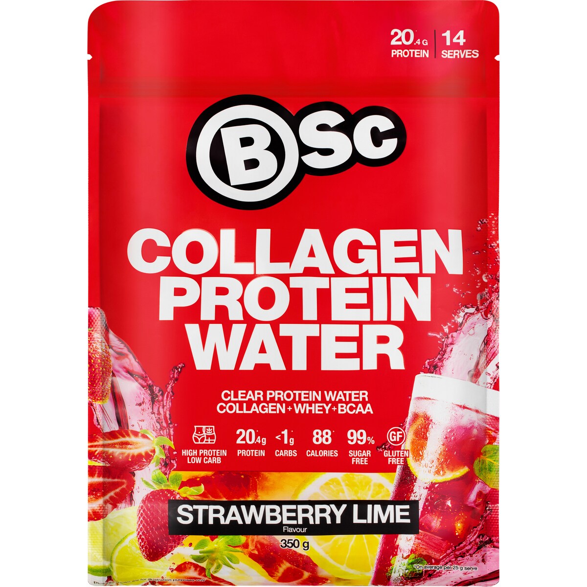 Bsc Collagen Protein Water Strawberry Lime 350g