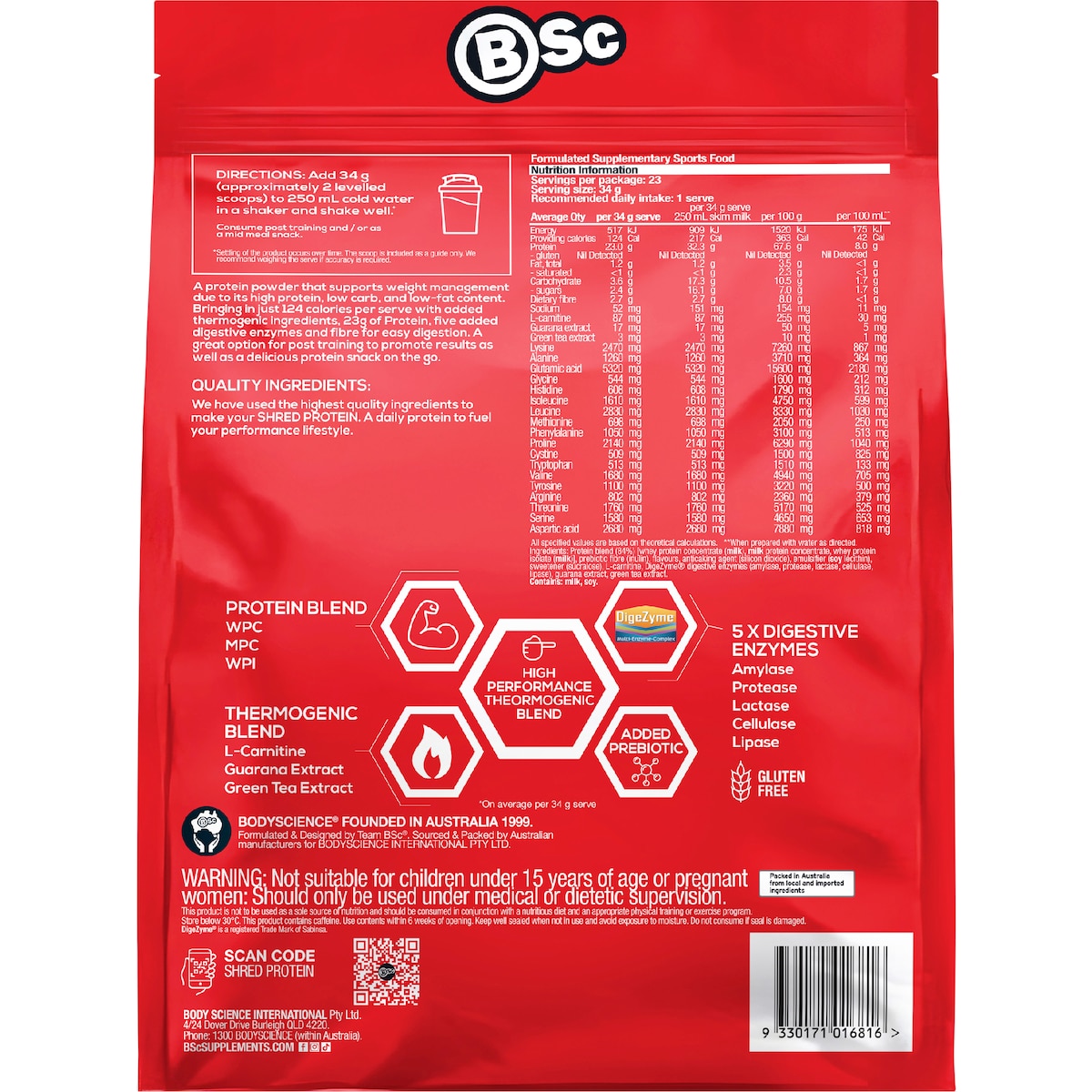 Bsc Shred Protein Powder Vanilla 800g