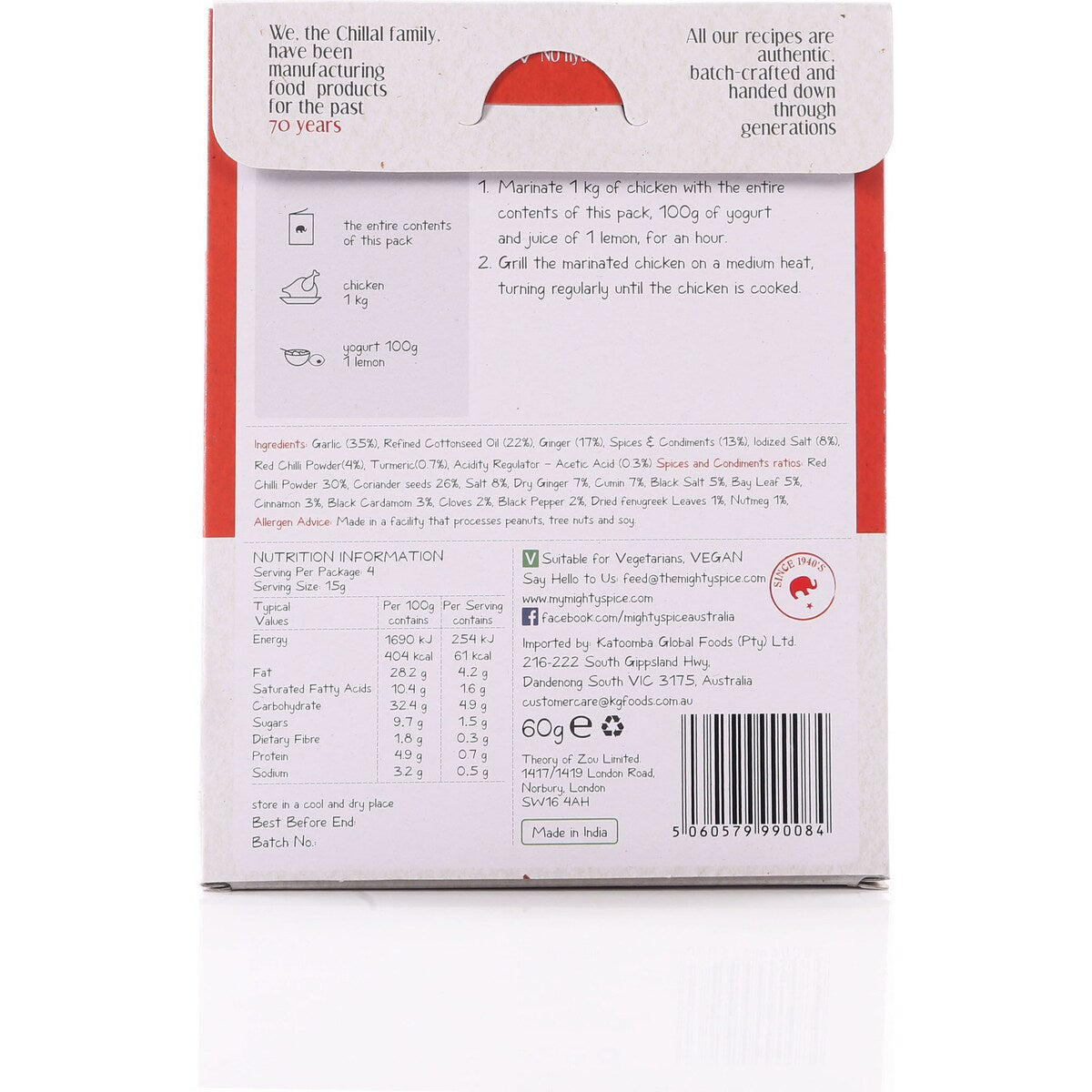 Mighty Spice Tandoori Spice Mix Kit 80g