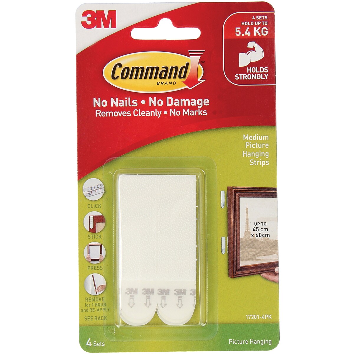 3m Command Picture Hanging Strips Medium White 4 Pairs