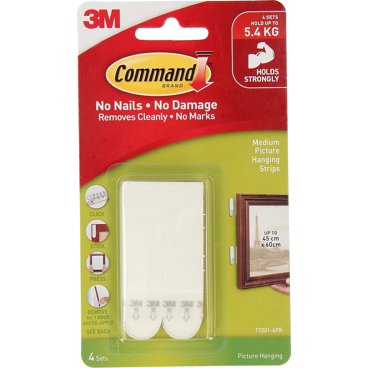 3m Command Picture Hanging Strips Medium White 4 Pack