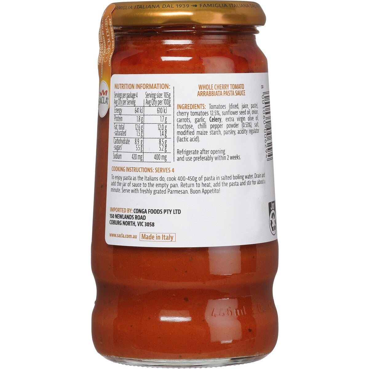 Sacla Cherry Tomato & Arrabbiata Pasta Sauce 420g