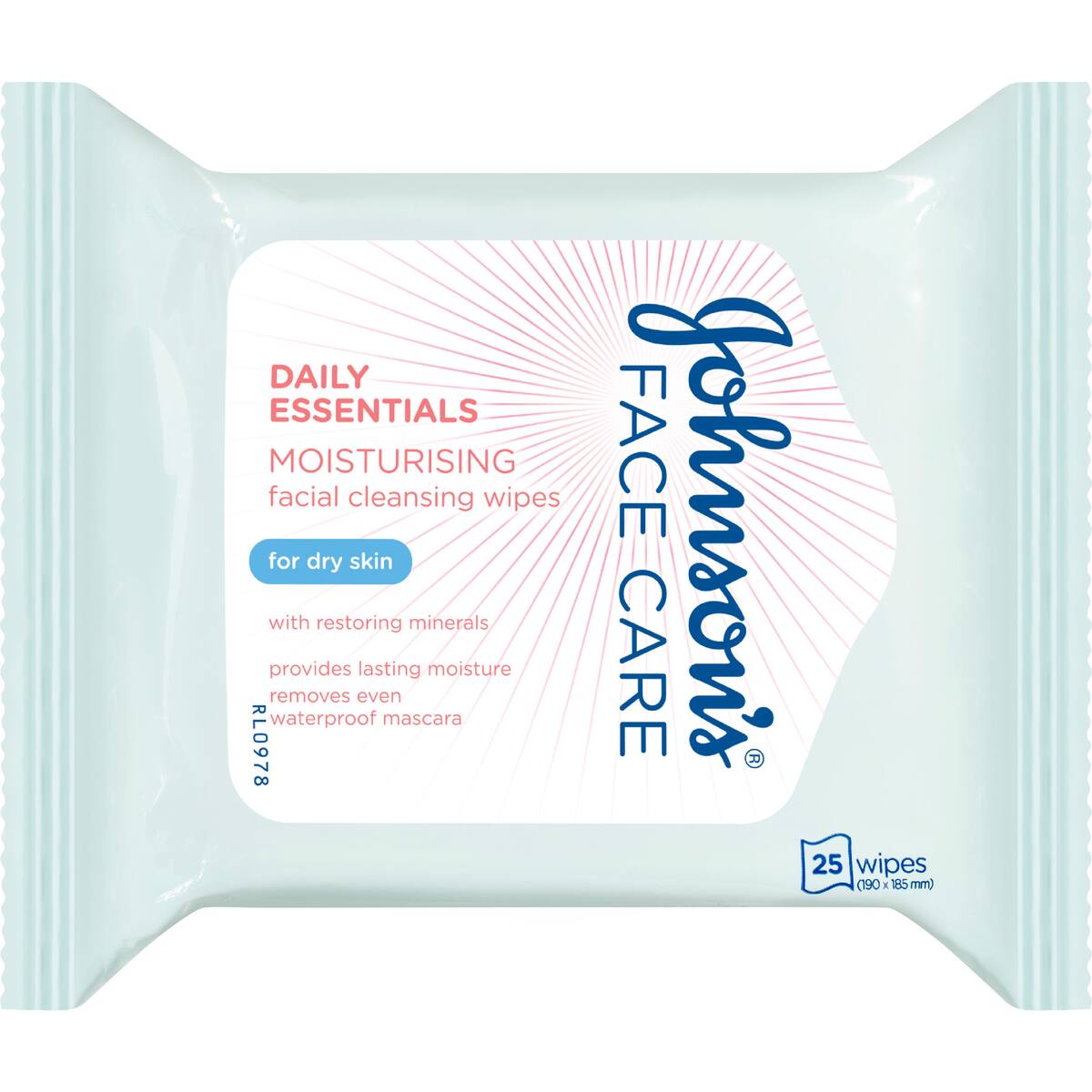 Johnson's Face Care Daily Essentials Moisturising Dry Skin Wipes 25 Pack
