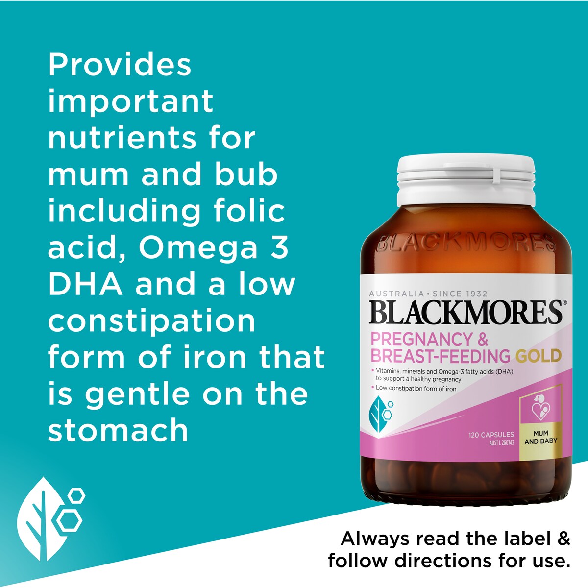 Blackmores Pregnancy & Breastfeeding Gold Vitamin Capsules 120 pack