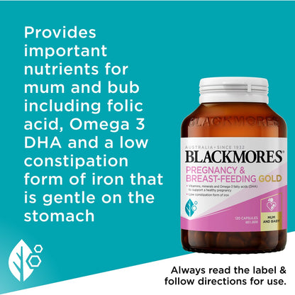 Blackmores Pregnancy & Breastfeeding Gold Vitamin Capsules 120 pack